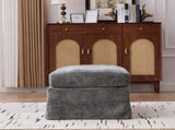 46" Wide Modern Upholstered Chenille Ottoman, Foot Stool Square Footrest with Black Metal Legs for W3098P356196