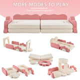 12-Piece Modular Kids Sofa All-Sponge Design Free Combination Pink & White Colorblock Corduroy 76926645