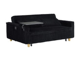 The pull-out push-in black corduroy sofa with dual functions, equipped with a movable tabletop W1278P248131
