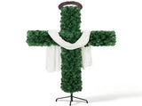5FT Green Cross-Shaped Christmas Tree with Scarf & Headband, PVC 446 Tips, DIY 100 Warm White LED 03461408