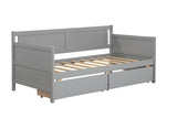 ZNTS Daybed with two drawers, Twin size Sofa Bed,Storage Drawers for Bedroom,Living Room ,Grey 60289249