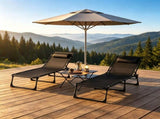 Black 2 Folding Chaise Lounge Pool Chairs for Poolside Tanning, Pillow, Breathable Mesh 82103397