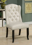 Rustic Style 2pc Side Chair Button Tufted Nailhead Trim Wingback Antique Black And Beige Finish B2741P408973