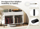 Record Player Storage Stand - Customizable Vinyl Compartments, Built-in Charging Station, Metal Legs 29585110