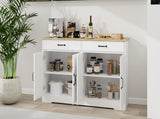 55.91" Large Farmhouse Buffet Cabinet Storage Sideboard with 2 Drawers and 4 Doors for Dining Living W282138080