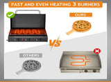 3-Burner Flat Top Gas Griddle Cooking Station with Ceramic Coated Cast Iron Pan, 96035868