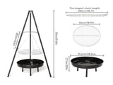 Campfire Tripod Grill, Adjustable Height BBQ Grill Grate with Fire Bowl for Outdoor Camping BBQ, 31851338