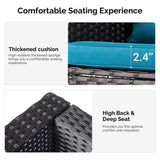 2pcs armless sofa 2pcs footstool 1pcs double sofa 1pcs coffee table with storage black rattan 65593087