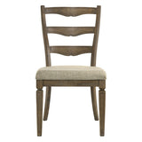 Beige and Weathered Oak Side Chair with Ladder Back B062P209273