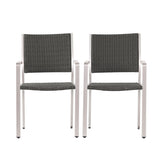 Cape Coral Outdoor Wicker Dining Chairs with Aluminum Frames, 2-Pcs Set, Grey 60449.00