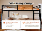 Metal Bunk Bed, Heavy Duty Full Over Queen Bunk Beds with 5 Extra Support Legs, 990 lbs Capacity, W5635P539715