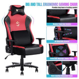 ZNTS Big and Tall Gaming Chair 400lbs Gaming Chair with Massage Lumbar Pillow, Headrest, 3D Armrest, W1521P175984