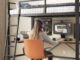 Twin Metal Loft Bed with L-Shaped Desk, Charging Station Loft Bed Frame Twin Size, Safety Guard & W2889P205074
