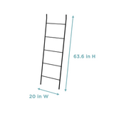 Leaning Towel Ladder, Linen and Towel Rack, 5 Tier, Rust Resistant, Matte Black 79349701