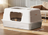 Thick stainless steel fully enclosed white cat toilet, sturdy, bite proof, leak proof, providing 64697969