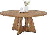 47" Round Farmhouse Dining Burlywood Wood Kitchen for 4, Cross Base Wooden Dinner B082P364496