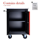DOUBLE-DOOR CLAPBOARDl MULTI-FUNCTION TOOL CART--BLAK&RED W1102P245240
