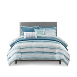 8 Piece Printed Seersucker Comforter and Quilt Set Collection Aqua Full/Queen B03597256