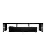 ZNTS Modern gloss black TV Stand for 80 inch TV , 20 Colors LED TV Stand w/Remote Control Lights W33146714