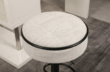Round Storage Bar Stool Set of 2, Off White Linen Height Adjustable Barstool, 360&degCounter Height W2200P196801
