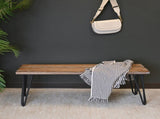 Aryven Industrial Wood Dining Bench, Rustic Dark Pine Finish T2574P164623
