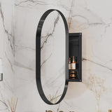 20x34 Inch Oval Recessed Medicine Cabinet, Metal Framed Bathroom Wall Cabinet with Mirror and W1435P201160