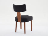 064-Set of 2 Linen Fabric Modern Armless Dining Chairs With Curved backrest and Solid Wooden Legs 32175653