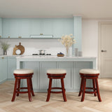24" Counter Stool, Cherry Finish, Beige Fabric Seat B04660662