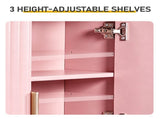 Pink 3-Tier Double-Door Bathroom Wall Cabinet with Melamine-Faced MDF and Slatted Design 19173669