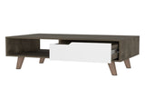 Dark Brown and White 1-Drawer 1-Shelf Rectangle Coffee Table B06280717