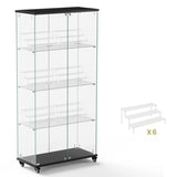 4 Tier Glass Display, Double Door Glass with Two Locks, Floor Standing Storage W1668P241906