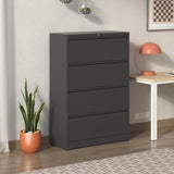 4 Drawer Lateral File Cabinet with Lock Tall Heavy-Duty Metal Filing Cabinet for Home Office, 96426243