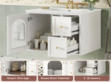 24" Bathroom Vanity Set Wall Mounted for Small Space, Bathroom Cabinet with Ceramic Sink, 2 Drawers N710P286704K
