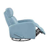Glider Recliner Chair with Swivel Motion Blue Leather Upholstery Solid Wood Comfort Luxury Living B011P330087