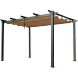 ZNTS Aluminum Retractable Pergola with Sun Shade Patio Gazebo with Weather-Resistant Canopy for Backyard W1859110168