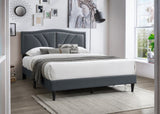 Modern Vintage Look 1pc Queen Size Bed Charcoal Burlap Fabric Nailhead Trim Accents Headboard B011P238960