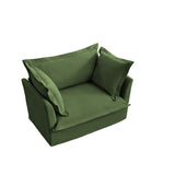 Slip-covered Armchair with 1 Big Back Cushion and 2 Big Toss Pillows, Single Deep Seat Comfy Single W3041P240130