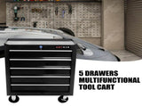 5 DRAWERS MULTIFUNCTIONAL TOOL CART WITH WHEELS-BLACK 54466904