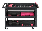 3-Tier Rolling Tool Cart, Metal Heavy Duty Utility Cart on Wheels with Pegboard & Drawer & 4 Hooks, 63239544