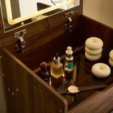 3 in 1 Vanity Desk with Flip Top Mirror, Small Make Up Vanity Set with Visible Glass Desktop, T3685P338703