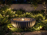 18" Round Sphere Water Fountain with 6 LED Lights Gray Resin Indoor Outdoor Water Feature 48264842