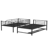 Twin Over Twin Metal Bunk Bed with Shelf and Guardrails, Black MF305475AAB