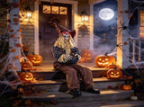 53" Halloween Sitting Scarecrow Animatronic with Jump Scare Motion, Sound Triggered Spooky 44685308