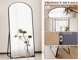 58"x19" Arched Full Length Mirror with Aluminum Alloy Frame Freestanding Floor Dressing Mirror, 99221356