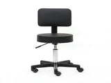 Round Shape Plastic Adjustable Salon Stool with Back Black 42012977