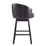33.25" Swivel Counter Stools Set of 2, Upholstered Counter Height Bar Stools with Solid Rubber Wood WF532108BRN