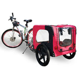 Bicycle trailer for pets outdoor foldable red color dog trailer with reflectors and safty flag W136456073