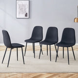 Luxury Simple Chair - Set of 4 BLACK Linen-Cotton Material High Resilience Dining Chair with Metal W1151P262623