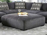 Living Room Lounge Ottoman Gray Chenille Fabric Comfort Cozy Plush Seat foam Wooden Legs 1pc Ottoman B01179794