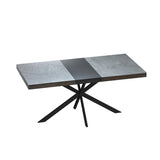 55.11" -70.86"Retro Rectangular Stretch Dining Table,Dark Grey stone Top And Relief Plate, W757P209558